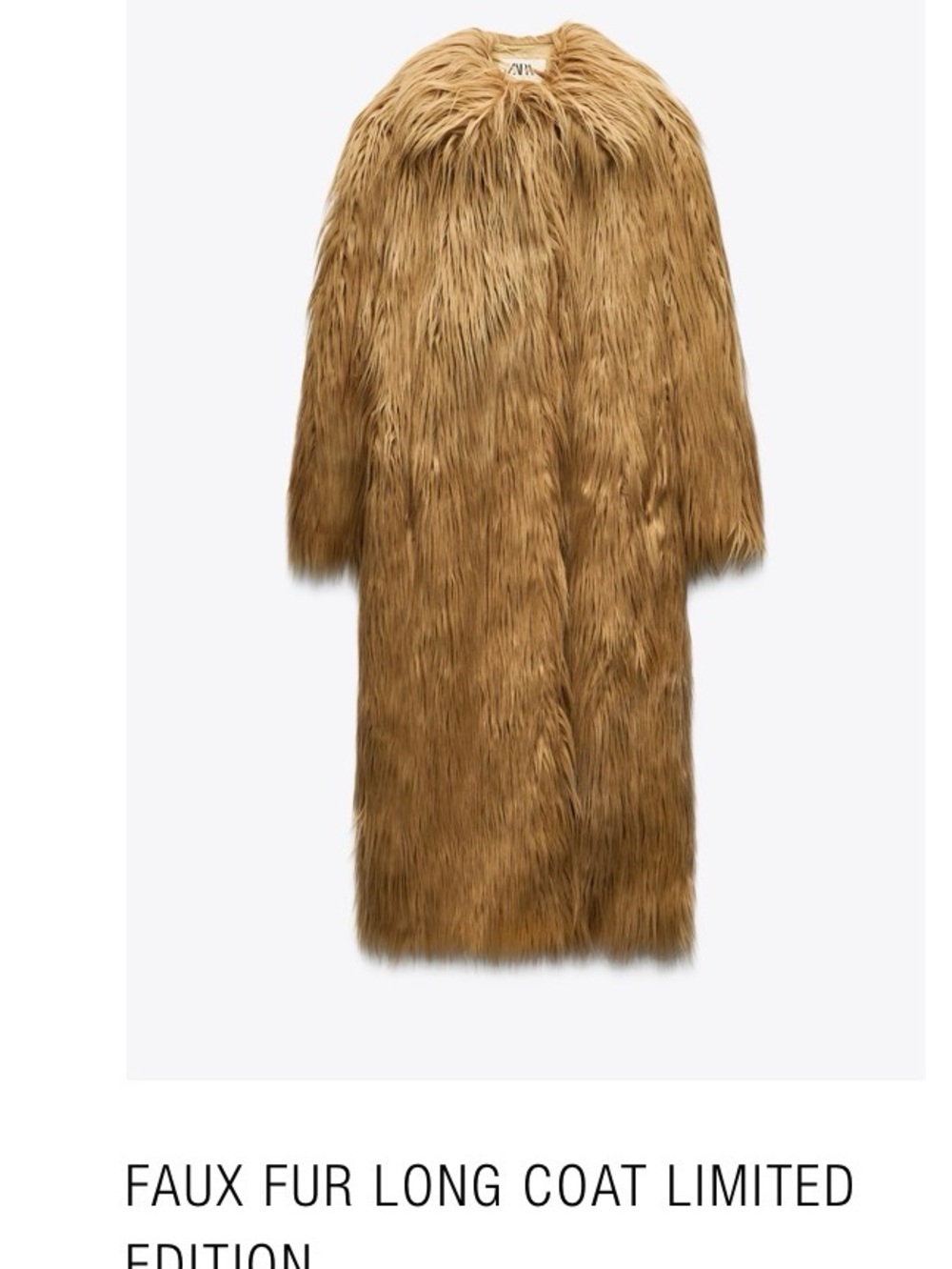 Zara Long Faux Fur Coat in Caramel